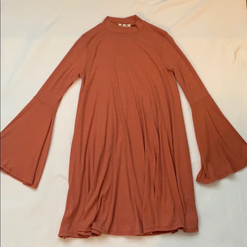 High neck tangerine dress